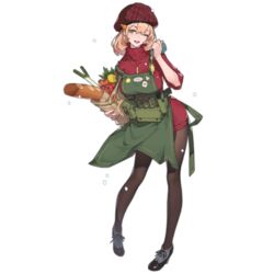  apron bag baguette beret black_footwear bread breasts carrot cheese female food full_body girls&#039;_frontline grocery_bag gun hair_between_eyes handgun hat holding holding_bag holster holstered looking_at_viewer medium_hair official_alternate_costume official_art one_eye_closed open_mouth pantyhose paper_bag px4_storm_(girls&#039;_frontline) px4_storm_(queen_of_x&#039;mas_morning)_(girls&#039;_frontline) rainli red_sweater shoes shopping_bag smile snow solo spring_onion standing sweater tomato transparent_background weapon 