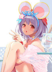  :o animal_ears bad_id bad_pixiv_id bare_shoulders bikini blue_bikini blue_hairband blush choker collarbone commentary_request fake_animal_ears female flower flower_bracelet food from_side granblue_fantasy hair_flower hair_ornament hairband ice_cream knees_up looking_at_viewer looking_to_the_side mouse_ears off_shoulder open_mouth photoshop_(medium) pink_flower purple_hair red_eyes see-through short_hair short_sleeves sitting solo star-shaped_eyewear star_(symbol) sundae swimsuit v vikala_(blooming_summer_wallflower)_(granblue_fantasy) vikala_(granblue_fantasy) waffle white_choker yuu_(kfc) 