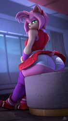  3d_(artwork) 4k 9:16 absurd_res amy_rose anthro blurred_background bottomwear clothed clothing digital_media_(artwork) domibun dress eulipotyphlan female footwear fur furniture green_eyes hair hedgehog hi_res inside legwear looking_at_viewer mammal panties pink_body pink_fur pink_hair purple_clothing purple_legwear purple_thigh_highs red_clothing red_dress sega shoes shoulderless_dress skirt solo sonic_the_hedgehog_(series) source_filmmaker_(artwork) tail_under_skirt thick_thighs thigh_highs underwear upskirt warfare_amy warfare_machine white_clothing white_panties white_underwear window 