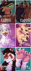 4_toes aethial ambiguous_gender anisodactyl avian avian_feet bird carcar claws dragon falcon falconid feet foot_focus fur furred_dragon furred_scalie group gyrfalcon hindpaw male mythological_creature mythological_scalie mythology pawpads paws scalie spidersnax_(artist) toes zetta