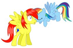 2014 absurd_res alpha_channel blue_body blue_feathers blue_fur canon_x_oc duo equid equine fan_character feathered_wings feathers female feral friendship_is_magic fur hair hasbro hi_res kissing male mammal masemj multicolored_hair multicolored_tail my_little_pony mythological_creature mythological_equine mythology pegasus rainbow_dash_(mlp) rainbow_hair rainbow_tail simple_background smile tail transparent_background wings