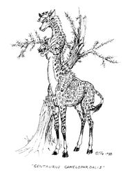 1988 black_and_white english_text female giraffe giraffid giraffid_taur hooves horn humor mammal mammal_taur monochrome nude ossicone plant scientific_name solo species_name taur text tree unknown_artist