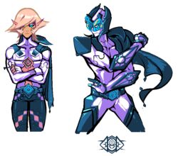 alpha_channel armor belt blonde_hair blue_eyes breeding_season cape clothed clothing digital_media_(artwork) duo elf hair humanoid male not_furry pixel_(artwork) s-purple simple_background skinny suit transparent_background