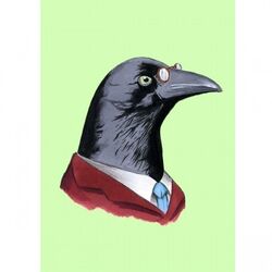 1:1 ambiguous_gender anthro avian beak bird bust_portrait clothed clothing corvid corvus_(genus) crow eyewear glasses green_eyes low_res necktie oscine passerine pillarbox portrait ryan_berkley simple_background solo suit