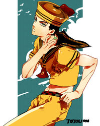  bad_id bad_pixiv_id birthmark black_hair dixie_cup_hat green_eyes hat higashikata_jousuke_(jojolion) jojo_no_kimyou_na_bouken jojolion kugukiugu male_focus military_hat sailor solo star 