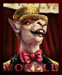  5:6 adrian_weylin_(vorell) anthro bow_(feature) bow_tie bust_portrait cedarwolf clothed clothing columbia_(rocky_horror) green_eyes hat headgear headwear kangaroo macropod male mammal marsupial open_mouth portrait solo suit the_rocky_horror_picture_show 