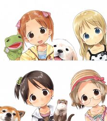  4girls ana_coppola animal barasui canine ferret frog frusciante highres ichigo_mashimaro itou_chika john_(ichigo_mashimaro) matsuoka_miu multiple_girls puppet puppetmuppet sakuragi_matsuri satake_(ichigo_mashimaro) scan scan_artifacts 