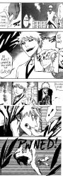  bleach fight hollow_ichigo kurosaki_ichigo monochrome 