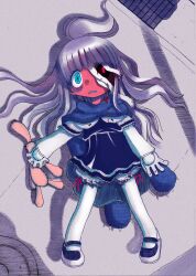  anorak bandage_over_one_eye blood bloomers highres sidewalk stuffed_animal stuffed_toy underwear zombie zombie_girl 