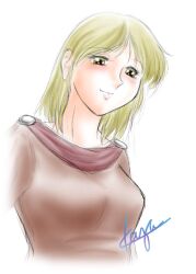  blonde_hair blush original short_hair solail_(faya) yellow_eyes 