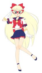  aino_minako bishoujo_senshi_sailor_moon blonde_hair blue_eyes female gloves hair_ribbon long_hair mask ribbon sailor_v sailor_v_(character) skirt solo 