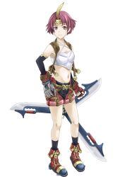  bonta boots faylen gensou_suikoden gensou_suikoden_v headband midriff navel shorts shuriken suikoden suikoden_v weapon 