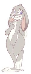  1girls bashful blush covering covering_crotch disney embarrassed female flat_chest fur judy_hopps kayla-na nude solo zootopia 