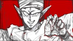  dragon_ball dragon_ball dragon_ball_z grin killer_smile monochrome piccolo pointy_ears smile turban 