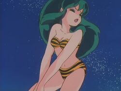  80&#039;s 80s bikini cap green_hair long_hair lum old_school oldschool oni swimsuit tiger_bikini tiger_print urusei_yatsura 