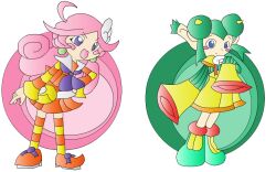  green_hair horns madou_monogatari pink_hair puyopuyo raffine rider rider_(puyopuyo) 