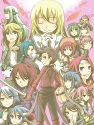  alicia_combatir altessa_(tales_of_symphonia) animal axe black_hair blonde_hair blue_eyes blue_hair book brown_eyes brown_hair colette_brunel collet_brunel corrine dirk genis_sage genius_sage green_eyes green_hair grey_hair hat kendama kratos_aurion lloyd_irving martel_yggdrasill noishe pink_hair praying presea_combatir raine_sage red_hair refill_sage regal_bryan regal_bryant seles_wilder sheena_fujibayashi silver_hair sword tabatha_(tales_of_symphonia) tales_of_(series) tales_of_symphonia weapon wings yuan_ka-fai zelos_wilder 