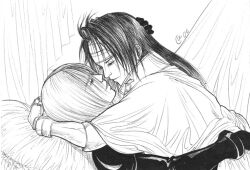  autumn_sacura bed final_fantasy_vii kadaj monochrome pencil traditional_media vincent_valentine yaoi 