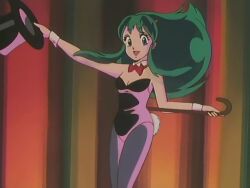  bunny_outfit bunnysuit cap green_hair horns long_hair lum oni smile top_hat urusei_yatsura 