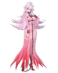  artist_request boots breasts chains code_geass code_geass:_genesic_re;code collar commentary_request dress expressionless female flipped_hair full_body gigi_(code_geass) hand_on_own_hip high_heels highres large_breasts long_dress long_hair official_art photoshop_(medium) pink_dress pink_eyes pink_hair red_footwear solo standing thigh_boots thighhighs transparent_background 