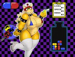  4:3 anthro armband big_breasts bikini blue_virus_(dr._mario) blush bowser breasts checkered checkered_background chill_(dr._mario) choker clothed clothing curvy_figure dr._mario dracojeff dragon english_text female fever_(dr._mario) footwear hair hat headgear headwear high_heels horn huge_breasts jewelry koopa legwear magnifying_glass mario_bros medical_instrument medical_syringe micro_organism_(organism) mtf_crossgender multicolored_clothing mythological_creature mythological_scalie mythology navel necklace nintendo nipple_outline non-mammal_breasts nurse nurse_clothing nurse_hat nurse_headwear nurse_uniform pattern_background puzzle red_eyes red_hair red_virus_(dr._mario) reptile rule_63 scalie scientific_instrument shoes simple_background skimpy smile spiked_armband spiked_choker spikes swimwear syringe text thick_thighs thigh_highs turtle uniform virus_(dr._mario) virus_(organism) voluptuous weird_(dr._mario) wide_hips yellow_virus_(dr._mario) 