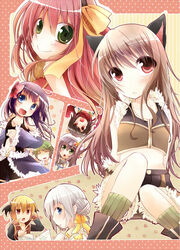  2boys 6+girls :d arch_bishop_(ragnarok_online) bat_wings black_coat black_shirt black_shorts blacksmith_(ragnarok_online) blonde_hair blue_cape blue_eyes blue_sleeves blush bow breasts brown_gloves brown_hair brown_hairband brown_shirt brown_shorts cape cleavage closed_mouth clothing_cutout coat comiket_80 commentary_request cover cover_page crop_top detached_sleeves double_bun doujin_cover expressionless feet_out_of_frame feline flower fur-trimmed_cape fur-trimmed_gloves fur-trimmed_shirt fur-trimmed_shorts fur-trimmed_sleeves fur_trim gloves green_eyes green_socks hair_between_eyes hair_bun hairband hairbow hat hat_flower head_wings light_brown_hair long_hair long_sleeves looking_at_viewer medium_breasts midriff multicolored_coat multiple_boys multiple_girls navel ninja_(ragnarok_online) open_mouth orange_flower pink_bow pink_hair priest_(ragnarok_online) professor_(ragnarok_online) purple_hair ragnarok_online red_coat red_eyes red_scarf scarf shindo_hachigo shirt short_hair short_shorts shorts sleeveless sleeveless_shirt small_breasts smile sniper_(ragnarok_online) socks stalker_(ragnarok_online) stomach_cutout super_novice_(ragnarok_online) tam_(ragnarok_online) two-tone_coat two-tone_shirt two-tone_shorts upper_body waist_cape white_hair white_headwear wings yellow_bow 