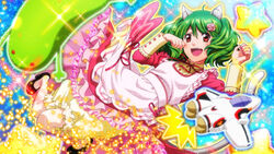  :d ahoge animal_ear_fluff animal_ears apron bad_link bloomers cat_ears cat_tail curly_hair dress female flower frills game_cg green_hair hair_flower hair_ornament macross macross_frontier multicolored_hair official_art oosanshouuo-san open_mouth paw_pose pink_dress pink_flower pink_nails pink_rose ranka_lee red_eyes ribbon rose short_hair smile solo tail two-tone_hair underwear uta_macross_sumaho_deculture 