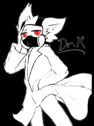  anthro changed_(video_game) character_name cold cool_colors doctor eye_contact eyewear fluffy fur goggles gown humanoid invalid_tag looking_at_another male mask pose red_eyes sharkitty/pandada signature solo thinking thoughtful_expression white_body white_fur 