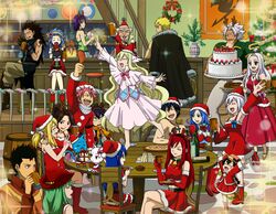  6+boys 6+girls alzack_connell arm_up arms_up asuka_connel bad_id bad_pixiv_id barefoot bisca_connel bluesnowcat boots cake cana_alberona charle_(fairy_tail) christmas christmas_tree crossed_legs dancing elfman_strauss erza_scarlet everyone fairy_tail food gajeel_redfox gray_fullbuster happy_(fairy_tail) juvia_lockser kinana_(fairy_tail) laxus_dreyar levy_mcgarden lisanna_strauss lucy_heartfilia makarov_dreyar mavis_vermilion mirajane_strauss multiple_boys multiple_girls pantherlily party romeo_conbolt santa_boots santa_costume sitting wendy_marvell 