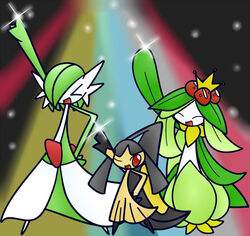  concave dancing doredia gardevoir green_hair leaf leaves lilligant mawile nintendo pokemon red_eyes 