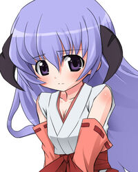  aikei female hakama hakama_skirt hanyuu higurashi_no_naku_koro_ni horns japanese_clothes lowres red_hakama skirt solo 