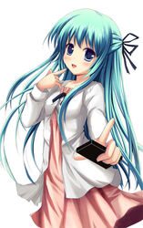  :d alice_carroll aqua_hair aria_(manga) bad_link blue_eyes casual dress female green_hair hair_ribbon kazumasa long_hair open_mouth photoshop_(medium) ribbon smile solo very_long_hair 