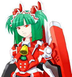  android bad_id bad_pixiv_id beatmania_iidx busou_shinki commentary female green_hair hishimiya_tsugaru lowres namaenadonai red_eyes robot solo 