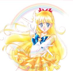  1990s_(style) :d aino_minako bishoujo_senshi_sailor_moon bishoujo_senshi_sailor_moon bishoujo_senshi_sailor_moon_stars blonde_hair blue_bow blue_eyes bow brooch choker circlet collarbone cowboy_shot double_v earrings elbow_gloves female foreshortening gloves hairbow half_updo jewelry long_hair looking_at_viewer lowres magical_girl official_art open_mouth orange_choker orange_sailor_collar orange_skirt outstretched_arms photoshop_(medium) rainbow red_bow retro_artstyle sailor_collar sailor_senshi_uniform sailor_venus skirt smile solo star_(symbol) star_brooch star_choker star_earrings super_sailor_venus_(stars) takeuchi_naoko v white_background white_gloves yellow_choker 