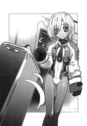  bodysuit female gloves greyscale heo_thunderson highres monochrome necktie owari_no_chronicle pantyhose satoyasu solo 