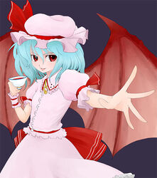  bat_wings female hat itsukage pink_hat remilia_scarlet solo touhou wings 