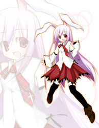  animal_ears ankle_boots boots detached_sleeves female fingerless_gloves gloves mizuno_minato purple_hair rabbit_ears reisen_udongein_inaba solo thighhighs touhou 