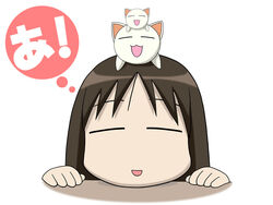  a_(phrase) artist_request azumanga_daiou brown_hair closed_eyes female kasuga_ayumu nekokoneko simple_background solo source_request thought_bubble white_background 