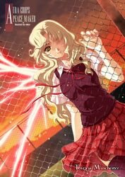  aura_corps_peace_maker aura_sentai_peacemaker blonde_hair eika(artist) eika_(artist) female girl grin long_hair original rooftop sentai smile tereyja_winchester wing wings 