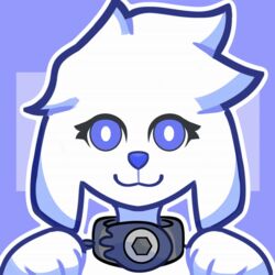  1:1 2021 animated animated_png anthro blep blinking blue_eyes bust_portrait canid canine clyde_(discord) collar discord_(app) female hair mammal nagifur paws portrait short_playtime solo tongue tongue_out white_hair 