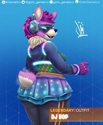  2019 absurd_res alpaca anthro ass big_butt blue_background blue_eyes bottomwear bra breasts camelid clothed clothing digital_media_(artwork) dj_bop electronics epic_games eyewear female fortnite fur gatogenerico glasses hair headphones hi_res huge_butt legwear looking_at_viewer looking_back mammal open_mouth pants pink_body pink_fur portrait short_hair simple_background smile solo tail tail_motion tailwag three-quarter_portrait tongue topwear underwear yoga_pants 