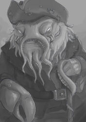  2021 anthro barbel_(anatomy) belt big_head big_mouth_(anatomy) cane catfish clothed clothed_anthro clothed_male clothing davy_jones_(potc) digital_drawing_(artwork) digital_media_(artwork) disney fish flesh_whiskers half-length_portrait hat headgear headwear hi_res jacket league_of_legends light looking_at_viewer male male_anthro marine monochrome monster no_pupils no_sclera obese obese_anthro obese_male open_mouth open_smile overweight overweight_anthro overweight_male pirates_of_the_caribbean portrait raylor_7 riot_games shaded sharp_teeth simple_background smile solo tahm_kench_(lol) teeth tencent three-quarter_view topwear 