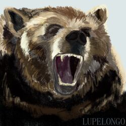  1:1 2019 absurd_res ambiguous_gender bear brown_bear digital_media_(artwork) feral fur grizzly_bear hi_res lupelongo male mammal oil_painting_(artwork) open_mouth outside painting_(artwork) portrait simple_background solo teeth tongue traditional_media_(artwork) ursine 