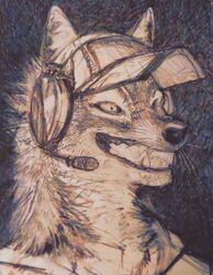  abstract_background ambiguous_gender anthro bust_portrait canid canine clothing electronics hat headgear headphones headset headset_microphone headwear mammal neck_tuft portrait shanikafaceless smile solo teeth toothy_smile topwear tuft whiskers 