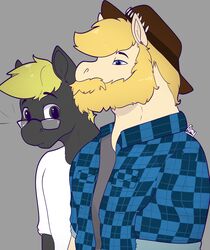  absurd_res almy anthro beard chase_(mlp) clothing draft_horse duo earth_pony equid equine eyewear facial_hair glasses hasbro hat headgear headwear hi_res horse male male/male mammal meme my_little_pony pony 