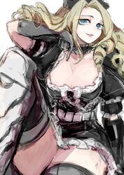  blonde_hair blue_eyes breasts cleavage female gloves legs maid maid_headdress notoro overlord_(maruyama) solo solution_epsilon 