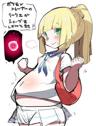  blonde_hair commentary_request female fertilization gerumaga green_hair highres impregnation lillie_(pokemon) ovum pokemon pokemon_sm pregnant solo translation_request 