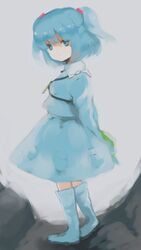  blue_eyes blue_hair blue_theme commentary_request female hko kawashiro_nitori short_hair touhou two_side_up 