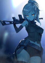  as_val assault_rifle bad_id bad_twitter_id battlefield_(series) battlefield_4 belt breasts covered_nipples elbow_gloves female gloves gun holding holding_gun holding_weapon kalashnikov_rifle looking_at_viewer medium_breasts minono_aki original rifle sniper_rifle solo thighhighs weapon yellow_eyes 