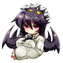  black_hair breasts female filia_(skullgirls) red_eyes rin10 samson_(skullgirls) skullgirls solo 